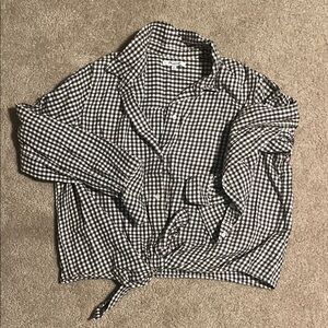 Madewell Brown and White Gingham Button Down Shirt